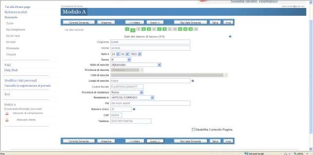 Per la crretta cmpilazine si specifica quant segue: Datre di lavr: indicare i dati persnali del datre di lavr Il sistema cntrllerà