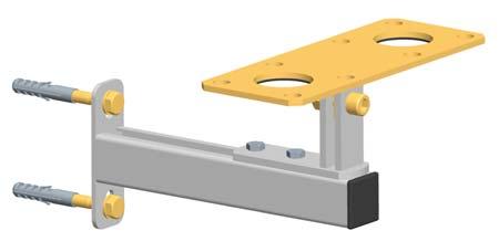 4 Montaggio e installazione [esperto] 4.3 Montaggio su un supporto da parete con piastra di sostegno 1. Fissare il supporto a parete con le viti e i tasselli adotti. 2.