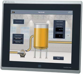 Design moderno e razionale PanelView 5500 Il display è disponibile in un ampia gamma di dimensioni, da 7 a 19 pollici, con opzioni widescreen, touchscreen e tastierino La connettività EtherNet/IP con