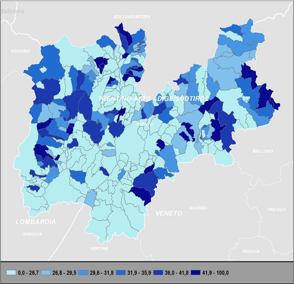 PRINCIPALI RISULTATI E PROCESSO DI RILEVAZIONE PROVINCIA DI TRENTO 23 Cartogramma 3.