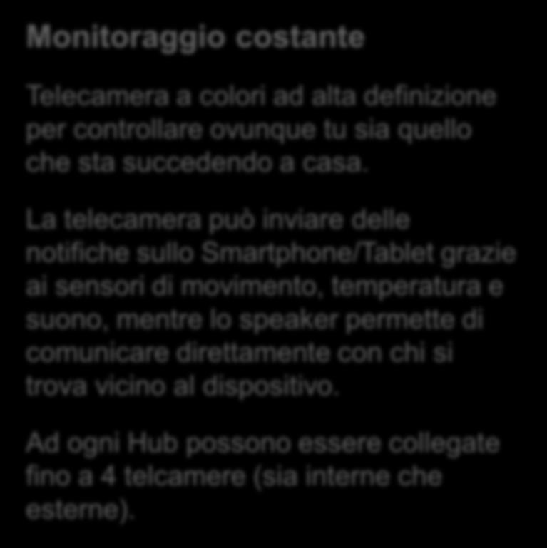 La telecamera può inviare delle notifiche sullo Smartphone/Tablet grazie ai sensori di movimento, temperatura e