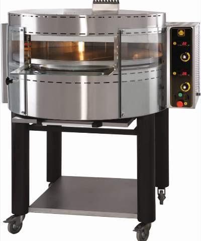 I FORNI A GAS ROTANTI RP 1 Nuovi forni per pizza a gas con piastra rotante in acciaio e illuminazione supplementare che offre un controllo visivo diretto sulla fase di cottura.