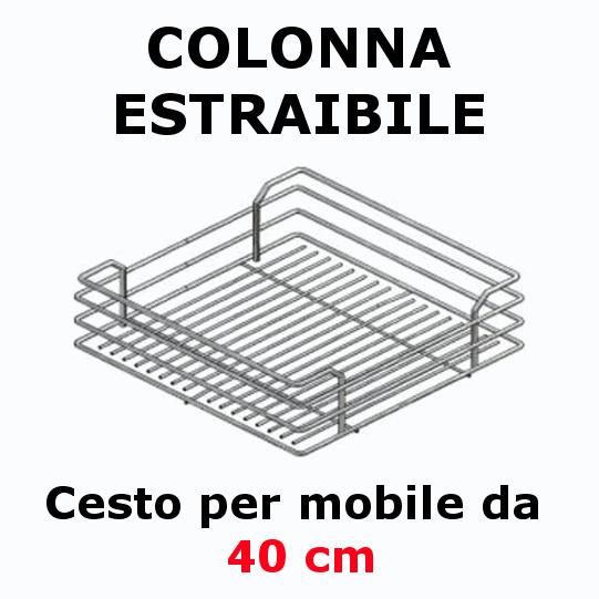 1204W/40-50 - Linea De luxe - Cesto in filo cromato per colonna estraibile da 40 cm - LxPxH 33x42x12 cm 70,00 70.