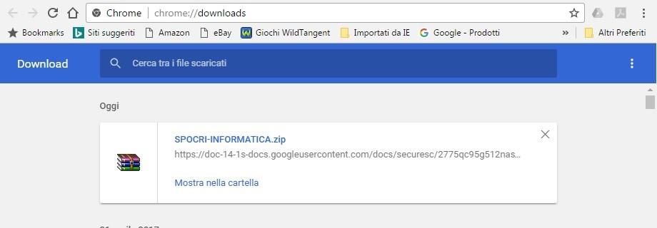 Figura 15 - L'elenco dei download del browser Figura 16 - La