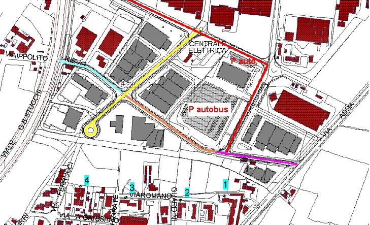 Ubicazione ed suddivisione sorgenti del piano particolareggiato aree Industriali vie Stucchi, Ercolano, Pompei e Adda singoli contributi delle sorgenti del PPI ai ricettori di controllo senza