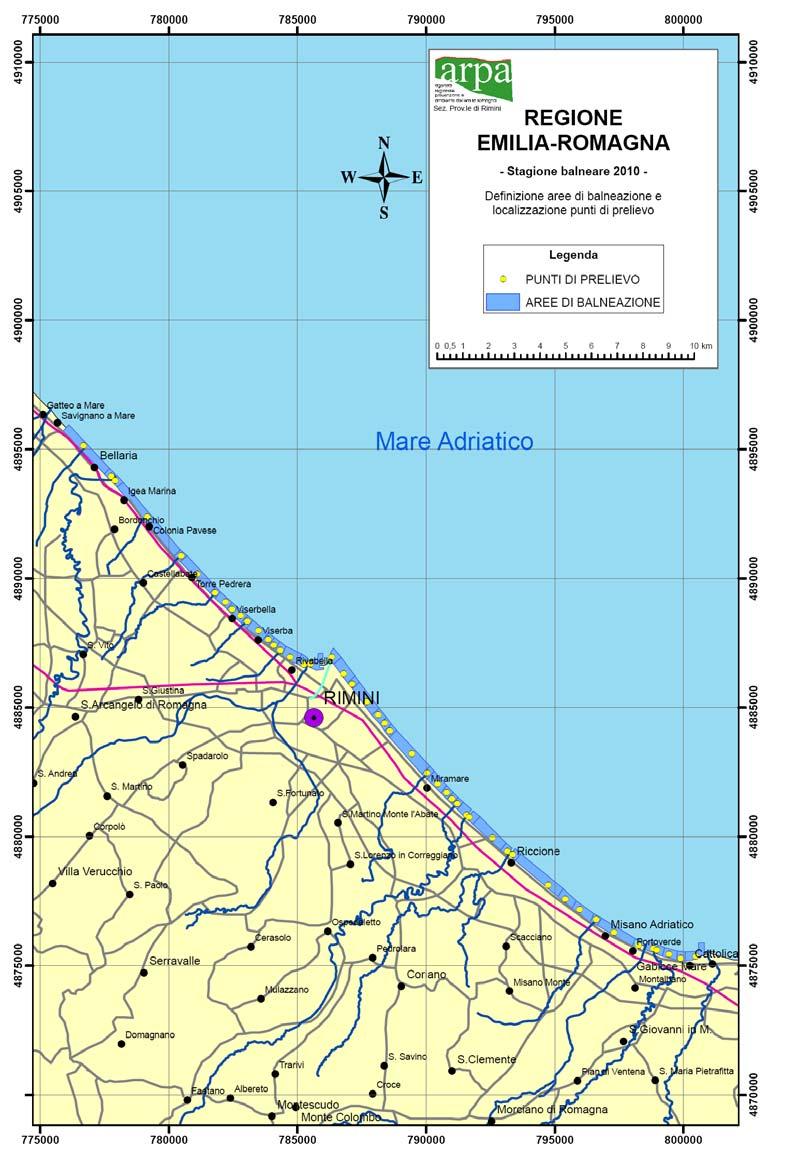 5 Mappa delle acque di balneazione e dei punti di campionamento Referente Arpa Rimini: Alberto Capra - Tel