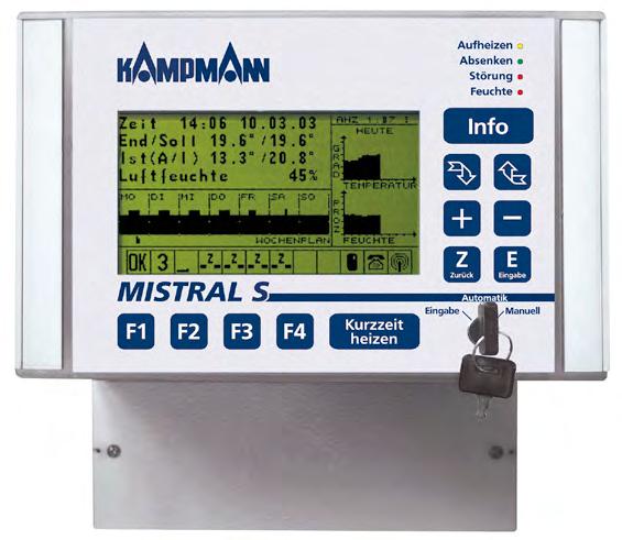 Regolazione Mistral S semplice struttura dei comandi con display in testo chiaro intuitivo riscaldamento e raffrescamento programmabili su una rampa di temperatura regolabile tempo di riscaldamento