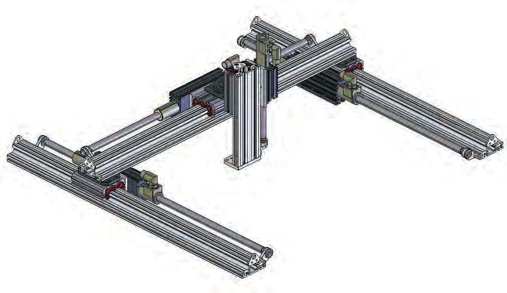 LL Esempio di applicazione Portale a 3 assi, costituito da 4 guide LL, azionate da motori lineari.