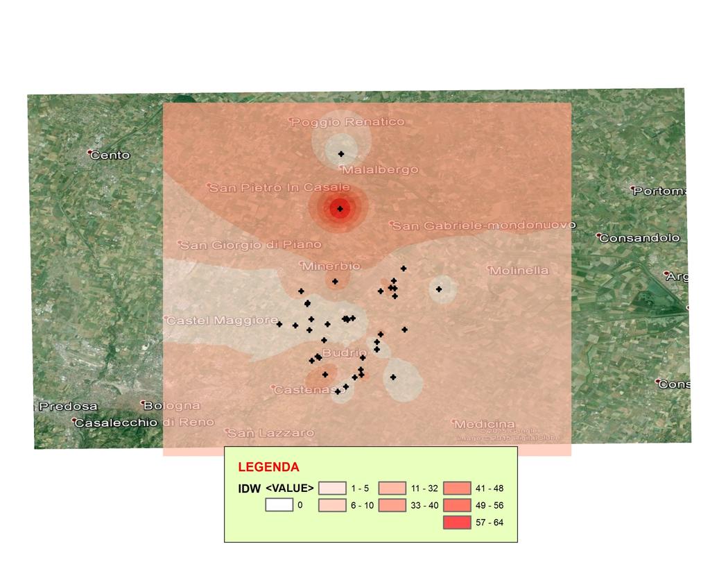 Mappatura preliminare % danno su patata nel 2014 anche