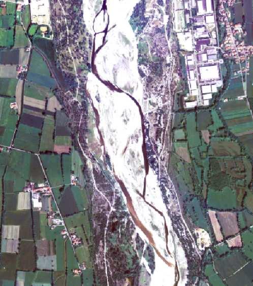 Figura 1.4: Tratto del fiume Brenta, presso Tezze sul Brenta, dove il corso d acqua è pluricursale.