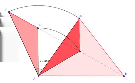 Giovanni Vincenzi Figura 4: La configurazione di Torricelli Il triangolo APP è equilatero perchè isoscele sulla base P P e l angolo P ÂP = 60. In particolare AP = P P.