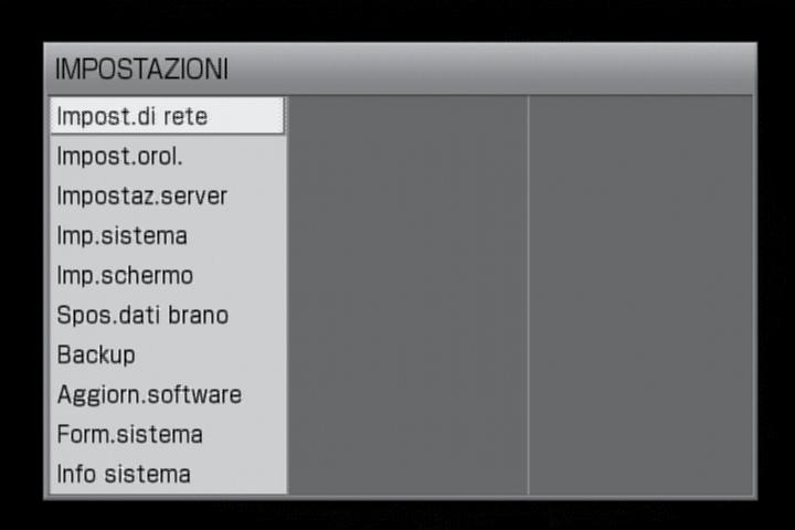 OPTIONS o SETTINGS). Sull unità viene visualizzato il menu specificato.