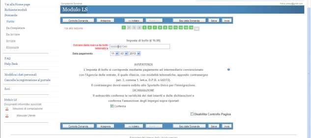 Estremi del pagament e della marca da bll: indicare gli estremi della marca da bll telematica e la relativa data pagament Una vlta inseriti tutti i dati nelle maschere