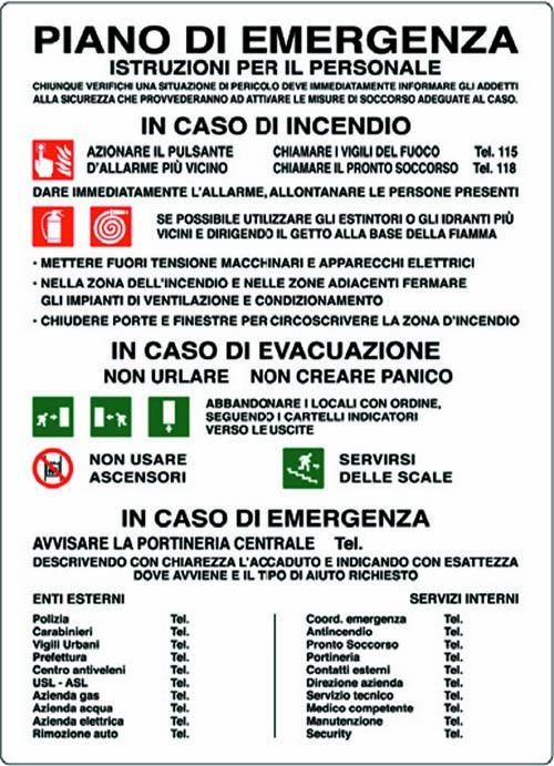 Il Piano delle Emergenze dunque è uno strumento che consente di affrontare l'emergenza fin dal suo insorgere per contenerne gli effetti e riportare rapidamente la situazione in condizioni di cessato