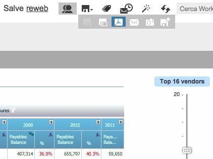 Trascinando sul Workboard un nuovo Componente di Navigazione, l utente può creare un oggetto che consenta il controllo del filtro stesso, impostando: etichetta del componente - es Top # vendors, nel