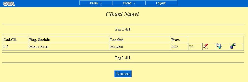 E possibile accedere alla pagina dei clienti utilizzando il menu Clienti->Elenco Archiviati oppure Clienti->Nuovi.