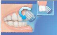 Tecnica di corretto spazzolamento (1/2) Il movimento dello spazzolino non deve essere orizzontale rispetto alla superficie dei denti Deve comprendere tutte le superfici dentali, cioè: la parte