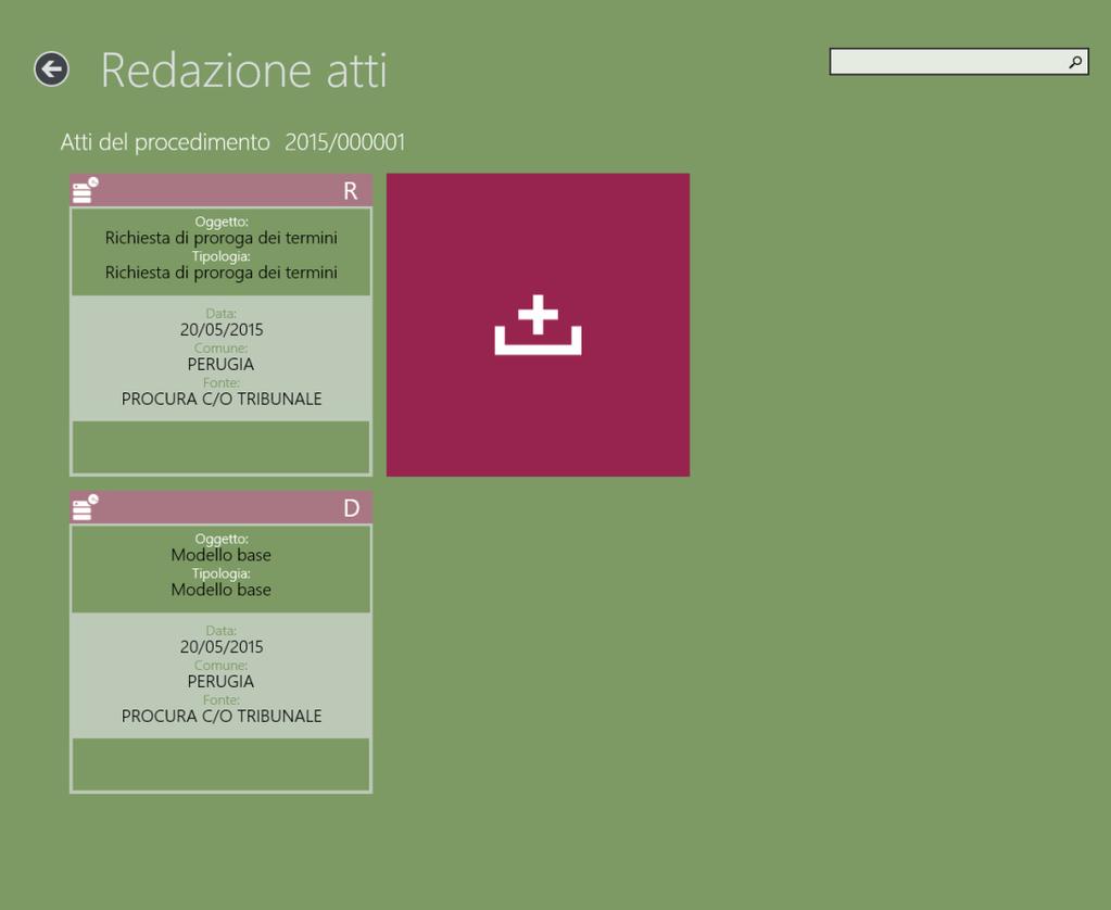 Atti del procedimento In questa schermata è possibile