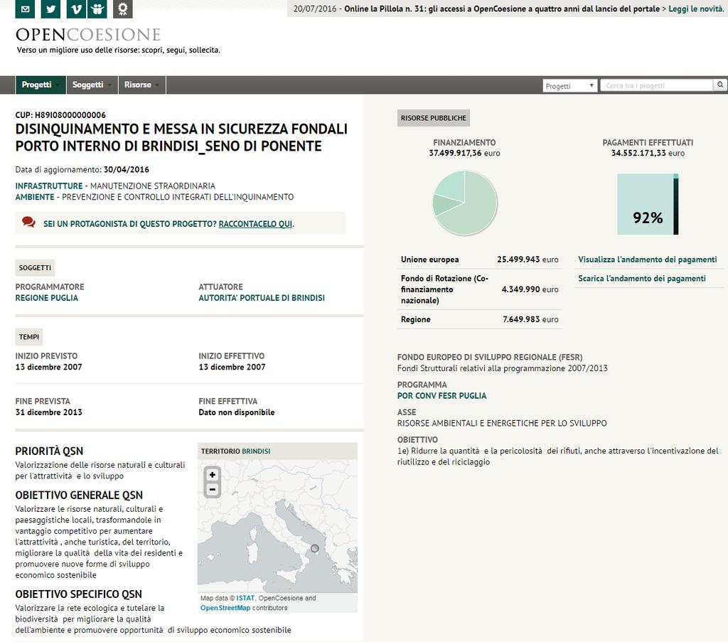 Portale OpenCoesione: scheda