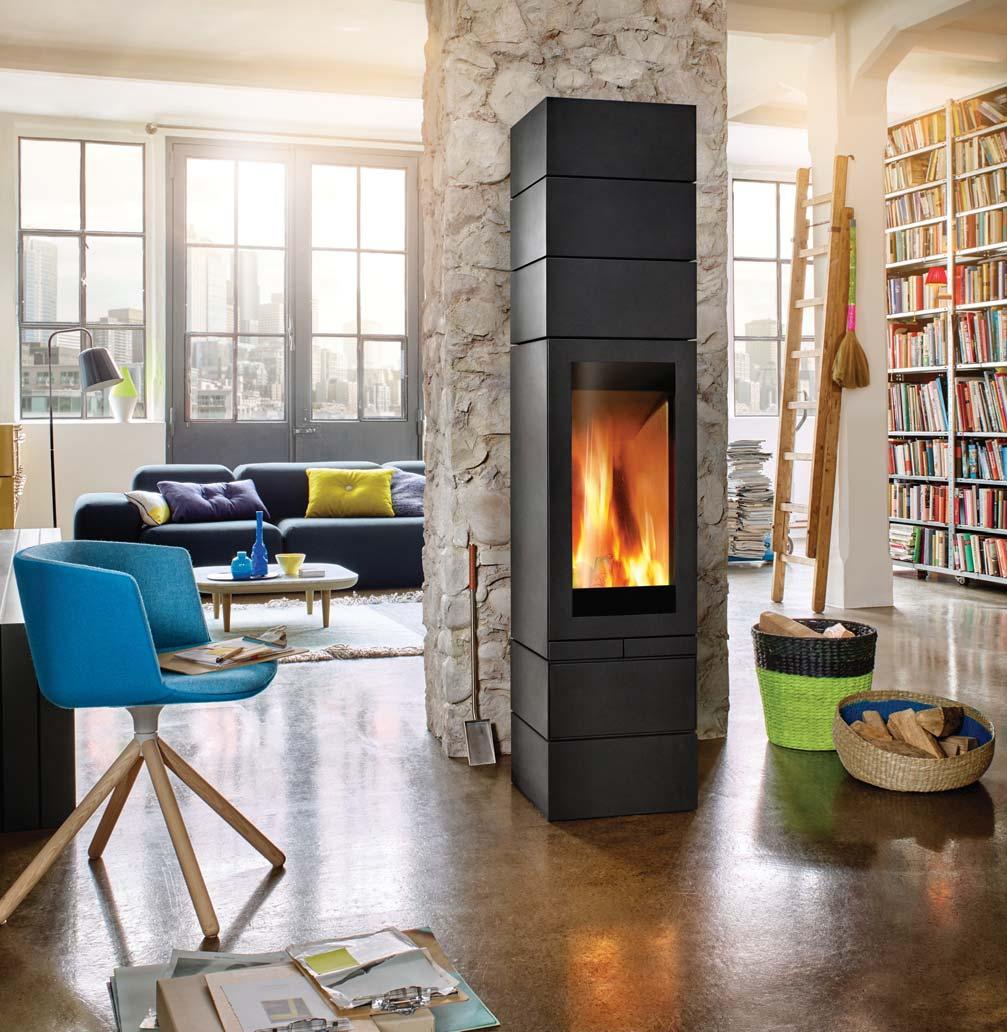 ELEMENTS 400 FRONT ELEMENTS COME IMPONENTE E COMPATTA COLONNA DI FUOCO Dimensione (A/L/P): 101,7 x 40,0 x 40,0 cm Potenza termica: 5 kw Percentuale di rendimento: 84% Stufa camino certificata per