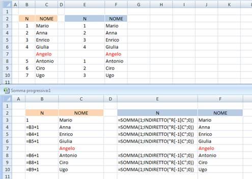 Se diamo un occhiata alla finestra inferiore (delle formule) notiamo che, mentre nell elenco di destra questo è sufficiente, nell elenco di sinistra non basta perchè di fianco al nome Antonio la