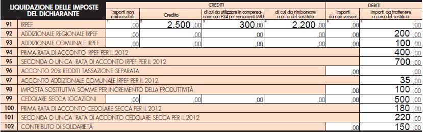 ca all Agenzia delle Entrate deve essere riportato per ciascun Quadro e distintamente per il dichiarante e per il coniuge l elenco dei Codici relativi ai messaggi presenti nella copia cartacea del