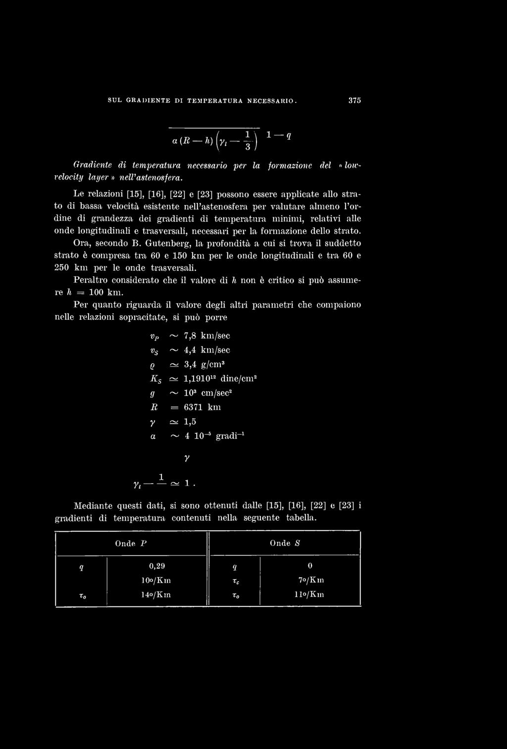 relativi alle onde longitudinali e trasversali, necessari per la formazione dello strato. Ora, secondo B.