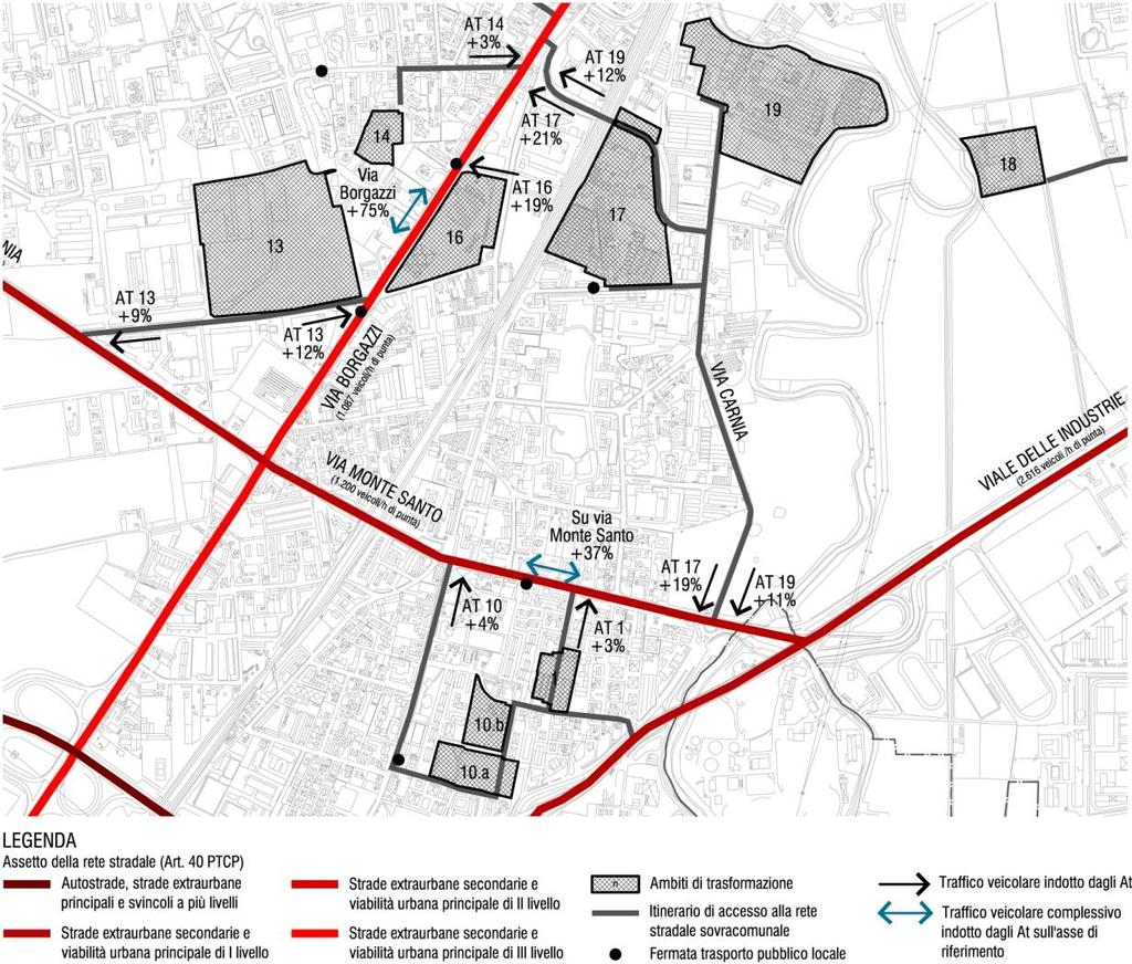 Documento di Piano _ Relazione illustrativa ALLEGATO D VALUTAZIONE DI SOSTENIBILITÀ DEI CARICHI URBANISTICI SULLA RETE DELLA MOBILITÀ Impatti su via Monte Santo generati dagli Ambiti 1, 10, 17