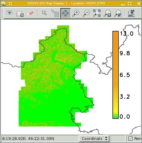Confronto GRASS - Matlab 19 da ETRF carto a ETRF geografiche Piemonte intervallo numero punti %sul totale -11-10 5 0.00% -10-5 375 0.00% -5-1 292860 1.