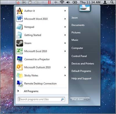 Usa Windows sul Mac Per aprire un applicazione Windows usando la cartella Applicazioni Windows: Fai clic sulla cartella e quindi scegli un applicazione.