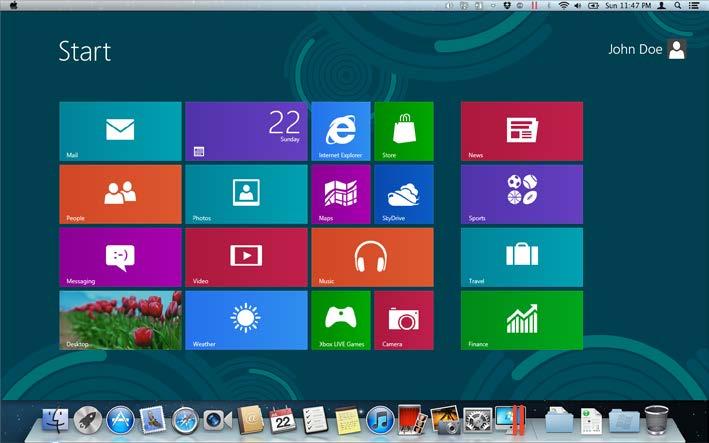 Usa Windows sul Mac Informazioni sull'utilizzo di Windows 8 con Parallels Desktop Come probabilmente saprai, Windows 8 utilizza due ambienti; la nuova interfaccia Metro e la classica interfaccia del