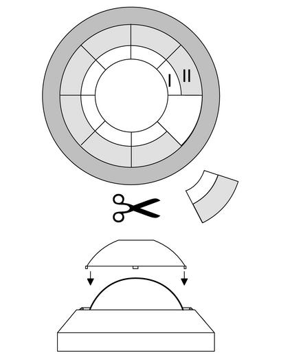 Limitazione del campo di rilevamento Figura 4: Deflettore inseribile Il deflettore inseribile può limitare l'area di rilevamento, per mitigare ad es. l'influenza delle fonti di disturbo.