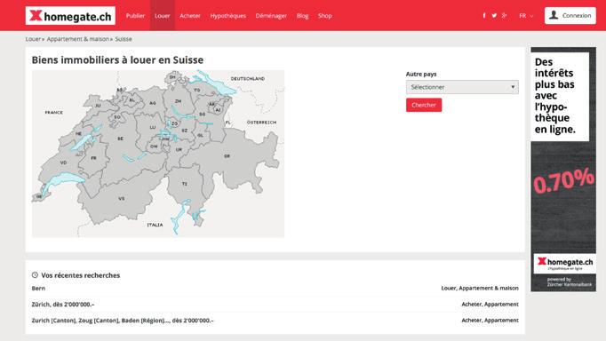 Pubblicità online: desktop Approfitti della visibilità del portale immobiliare più visitato della Svizzera e inserisca la sua pubblicità online su homegate.