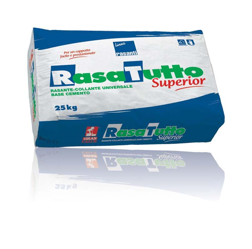 RASANTI E COLLANTI SCHEDE TECNICHE RASATUTTO SUPERIOR Collante-rasante universale a base cemento, anche per sistemi a cappotto Composta da: aggregato siliceo (0/1 mm), additivi, cemento (conforme a