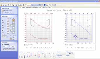 Immissione manuale dell audiogramma 1 Fare clic su Tonale e selezionare l icona di immissione manuale. 2 Fare clic sull icona Pannello di controllo.