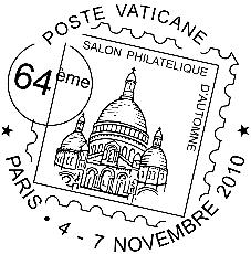 Comunicato 33/10 Annullo postale speciale in occasione del «64 ème Salon Philatélique d Automne» ( 4 7 novembre 2010) In occasione della partecipazione dell Ufficio Filatelico al «64 ème Salon