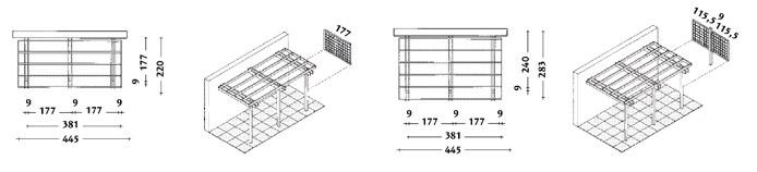 standard DIMENSIONE VERSIONE STANDARD larghezza cm 5 profondità (vedere disegni illustrati)