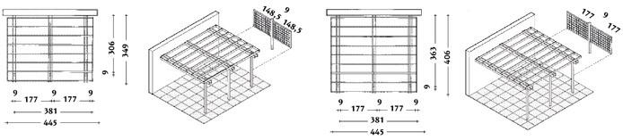 ADDOSSATA STANDARD pergola cm 5 x 0 estensione cm 86 x 0 PW0 PW0EX pergola cm 5 x 8