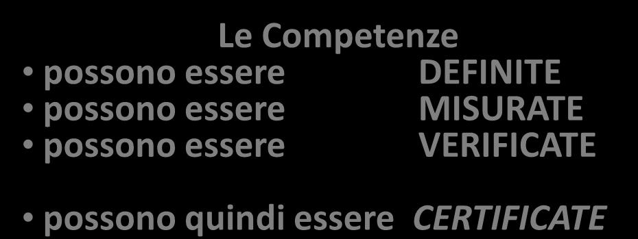 Competenze possono essere DEFINITE possono essere MISURATE possono