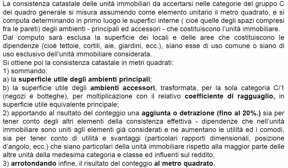 CALCOLO CONSISTENZA LOCALI DEL GRUPPO C