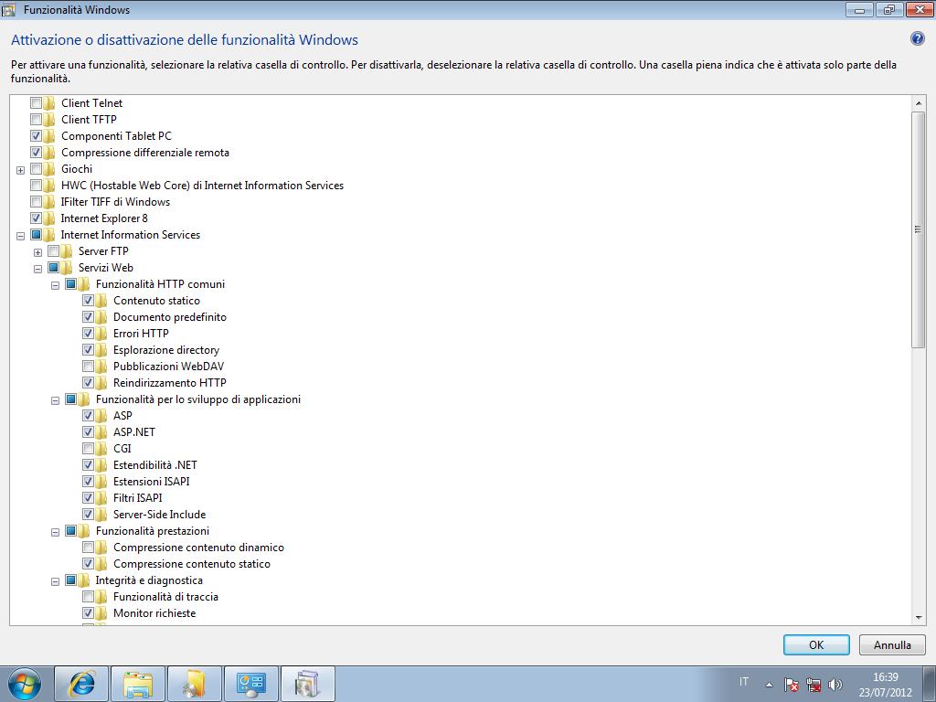 compatibilità con IIS 6), ed è obbligatorio disattivare Windows Search.