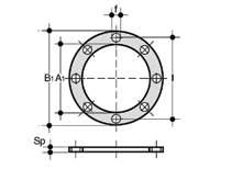 QHV/X Guarnizione piana in EPDM e FPM per flangiatura secondo DIN 2501, EN 1092 d DN A B Sp Codice EPDM Codice FPM 20-1/2 15 20 32 2 QHVX020E QHVX020F 25-3/4 20 24 38,5 2 QHVX025E QHVX025F 32-1 25 32