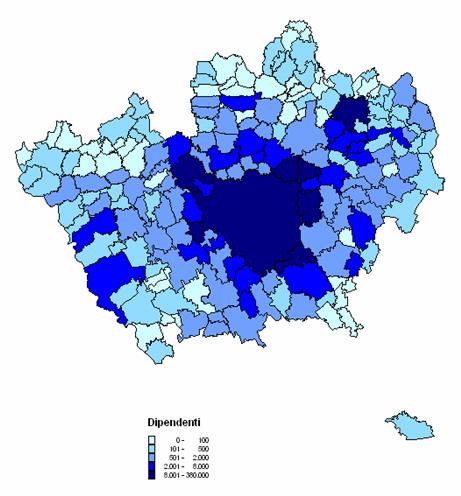 Distribuzione territoriale dei dipendenti delle imprese aderenti (al 31 dicembre) Imprese, dipendenti, territorio 1. Fonte: elaborazione Centro Studi Assolombarda.