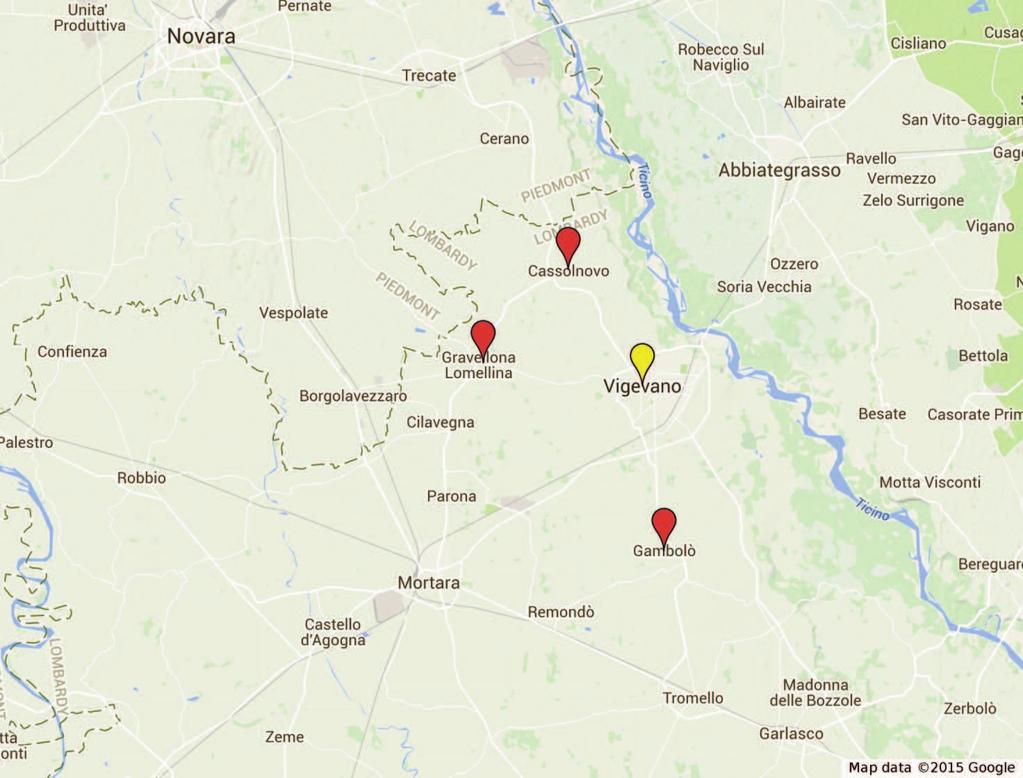 154 Welfare locale tra continuità e innovazione 4.1. AMBITO DI VIGEVANO Figura 3. Rappresentazione geografica dei Comuni che appartengono al PdZ di Vigevano.