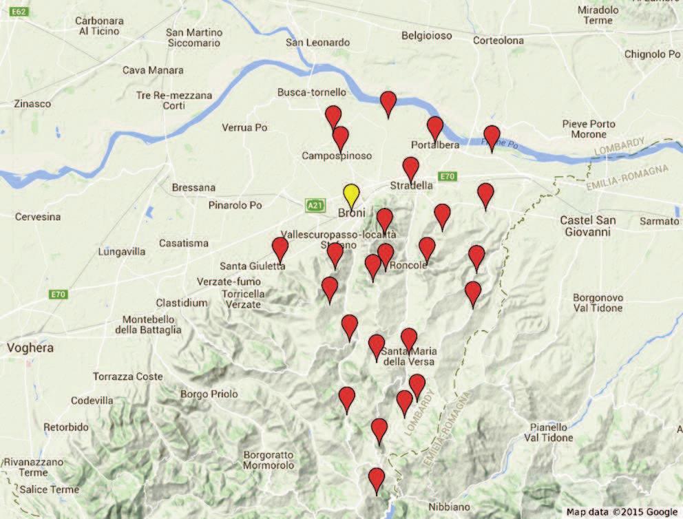 88 Welfare locale tra continuità e innovazione Figura 4. Rappresentazione geografica dei Comuni che appartengono all ambito territoriale di Broni.