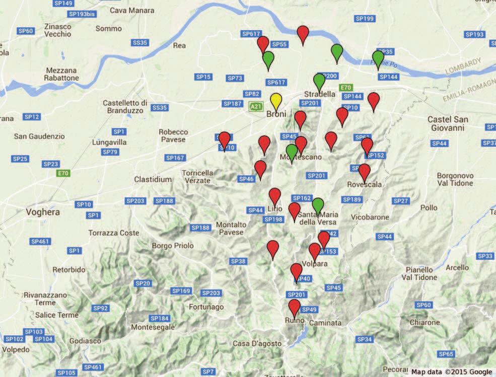 92 Welfare locale tra continuità e innovazione Figura 5. Ubicazione geografica dei servizi prima infanzia nell ambito di Broni.