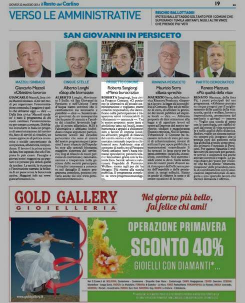 Pagina 19 PROGETTO COMUNE. Roberta Sangiorgi «Meno burocrazia» ROBERTA Sangiorgi, lista civica Progetto Comune.