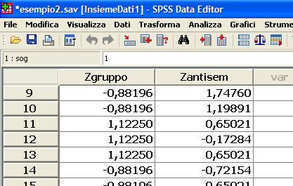 Spss: punti z Viene aggiunta una variabile con il nome corrispondente preceduto da Z Questa