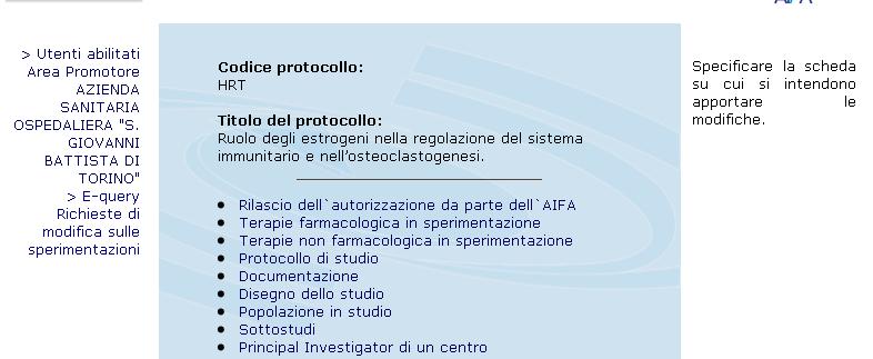 E-query: esempio E-query per la richiesta ad AIFA di modifica delle