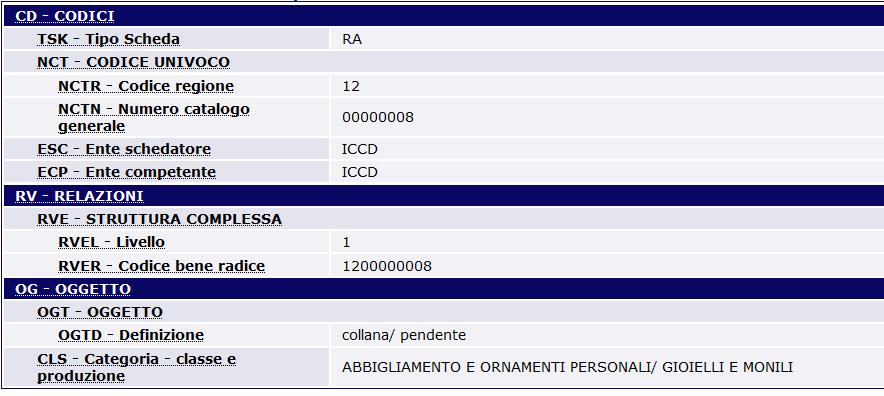 Paragrafo RV Relazioni - campo RVE: bene